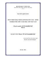 Luận văn thạc sĩ quản trị kinh doanh Phát triển hoạt động kinh doanh vàng - kinh nghiệm thế giới và bài học cho Việt Nam