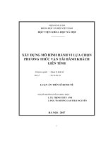 Xây dựng mô hình hành vi lựa chọn phương thức vận tải hành khách liên tỉnh (LA tiến sĩ)