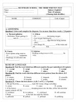 DE KIEM TRA 1 TIET LAN 3 TIENG ANH 8 THI DIEM HOT