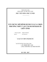Xây dựng mô hình hành vi lựa chọn phương thức vận tải hành khách liên tỉnh