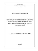 Khai thác, sử dụng thí nghiệm tự tạo hỗ trợ tổ chức, dạy học nhóm một số kiến thức phần điện học, điện tử học Vật lý lớp 9 Trung học cơ sở.