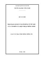 NHẬN DẠNG HÀNH VI NGƯỜI DÙNG từ dữ LIỆU của cảm BIẾN của điện THOẠI THÔNG MINH 