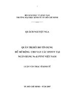 luận văn thạc sĩ Quản trị rủi ro tín dụng để mở rộng cho vay các DNNVV tại Ngân hàng No & PTNN Việt Nam