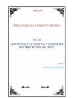 Đề tài ảnh hưởng của canh tác trên đất dốc đến môi trường địa chất