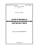 Giải pháp tài chính nâng cao hiệu quả kinh doanh cho các doanh nghiệp xây dựng thuộc Tổng Công ty Sông Đà