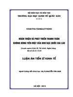 Hoàn thiện và phát triển thanh toán không dùng tiền mặt tại  Kho bạc Quốc  gia Lào