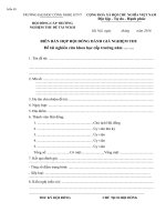 Mẫu báo cáo nghiệm thu đề tài (Đại học công đoàn)