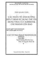 Các nhân tố ảnh hưởng đến ý định sử dụng thẻ tín dụng visa của agribank chi nhánh côn đảo 