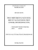 luận văn thạc sĩ Phát triển dịch vụ ngân hàng điện tử tại Ngân hàng Thương mại Cổ phần Việt Nam Thịnh Vượng - Chi nhánh Đà Nẵng