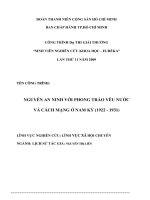 Nguyễn an ninh với phong trào yêu nước và cách mạng ở nam kỳ (1922 – 1931) 