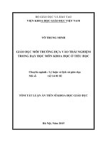 Giáo dục môi trường dựa vào trải nghiệm trong dạy học môn Khoa học ở tiểu học