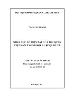 Nhân lực để hiện đại hóa Hải quan Việt Nam trong hội nhập quốc tế (TT)