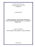 THIẾT kế bộ lọc KALMAN để TÍNH TOÁN ước LƯỢNG ĐƯỜNG DI CHUYỂN của THIẾT bị KHẢO sát 