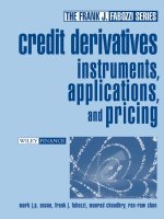 Credit derivatives instruments applications and pricing by mark j p anson and frank j fabozzi 