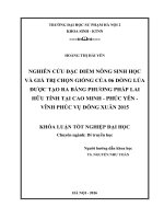 Nghiên cứu đặc điểm nông sinh học và giá trị chọn giống của 06 dòng lúa được tạo ra bằng phương pháp lai hữu tính tại Cao Minh - Phúc Yên - Vĩnh Phúc vụ Đông Xuân