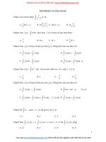 Bộ 350 câu trắc nghiệm tích phân xác định có đáp án