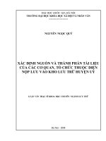 Xác định nguồn và thành phần tài liệu của các cơ quan, tổ chức thuộc diện nộp lưu vào kho lưu trữ huyện ủy 