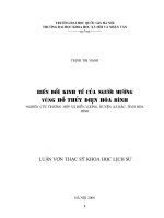 Biến đổi sinh kế của người mường vùng hồ thủy điện hòa bình (nghiên cứu trường hợp xã hiền lương, huyện đà bắc, tỉnh hòa bình) 