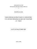 Nhân sinh quan phật giáo và ảnh hưởng của nó đến đời sống xã hội việt nam thời lý – trần 