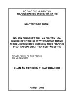 NGHIÊN CỨU CHIẾT TÁCH VÀ CHUYỂN HÓA SINH KHỐI VI TẢO HỌ BOTRYOCOCCUS THÀNH NHIÊN LIỆU SINH HỌC BIODIESEL THEO PHƯƠNG PHÁP HAI GIAI ĐOẠN TRÊN XÚC TÁC DỊ THỂ