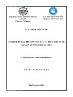 Mô hình dự báo thu hút vốn đầu tư trực tiếp nước ngoài tại Tỉnh Thái Nguyên