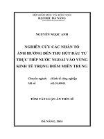 Nghiên cứu các nhân tố ảnh hưởng đến thu hút đầu tư trực tiếp nước ngoài vào vùng kinh tế trọng điểm miền Trung