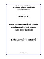 Nghiên cứu ảnh hưởng của tố chất cá nhân nhà lãnh đạo tới kết quả lãnh đạo doanh nghiệp ở Việt Nam