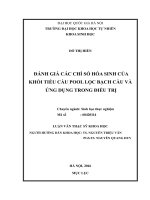 Đánh giá các chỉ số hóa sinh của khối tiểu cầu pool lọc bạch cầu và ứng dụng trong điều trị 