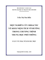 Một nghiên cứu Didactic về khái niệm tích vô hướng trong chương trình trung học phổ thông