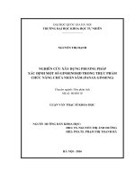 Nghiên cứu xây dựng phương pháp xác định một số ginsenosid trong thực phẩm chức năng chứa nhân sâm ( panax ginseng) 