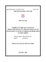 Nghiên cứu hiệu quả giảm đau trong chuyển dạ của phương pháp gây tê ngoài màng cứng do và không do bệnh nhân tự điều khiển tt 