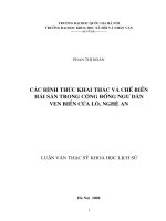 Các hình thức khai thác và chế biến hải sản trong cộng đồng ngư dân ven biển cửa lò, nghệ an 