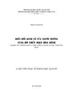Biến đổi sinh kế của người mường vùng hồ thủy điện hòa bình (nghiên cứu trường hợp xã hiền lương, huyện đà bắc, tỉnh hòa bình) 