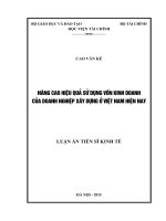 Nâng cao hiệu quả sử dụng vốn kinh doanh của doanh nghiệp xây dựng ở Việt Nam hiện nay