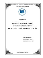 Tiểu luận môn triết học mối quan hệ cặp phạm trù nội dung và hình thức trong nguyên tắc ghi chếp kế toán 