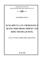 Sự ra đời của các chi bộ đảng ở quảng ninh trong thời kỳ vận động thành lập đảng 