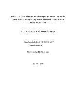 Điều tra tình hình bệnh nấm hại lạc trong vụ xuân năm 2010 tại huyện Thạch Hà, tỉnh Hà Tĩnh và biện pháp phòng trừ