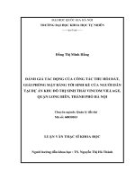 Đánh giá tác động của công tác thu hồi đất, giải phóng mặt bằng tới sinh kế của người dân tại dự án khu đô thị sinh thái vincom village, quận long biên, thành phố hà nội 