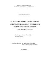 Nghiên cứu phân lập một số hợp chất saponin có hoạt tính kháng tế bào ung thư từ hải sâm cercodemas anceps 