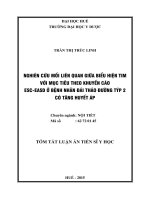 Nghiên cứu mối liên quan giữa biểu hiện tim với mục tiêu điều trị theo khuyến cáo ESC-EASD ở bệnh nhân đái tháo đường týp 2 có tăng huyết áp