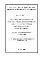 Phát triển sản phẩm du lịch trong điều kiện Hội nhập kinh tế ASEAN Nghiên cứu so sánh giữa Việt Nam và một số nước Đông Nam Á (2)