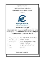 đồ án đánh giá hiện trạng và đề xuất các giải pháp quản lý chất thải rắn y tế tại bệnh viện đa khoa tỉnh Bắc Giang