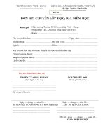 Đơn xin chuyển lớp học, địa điểm học (Trường địa học công nghiệp Việt Hung)