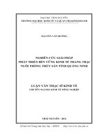 Nghiên cứu giải pháp phát triển bền vững kinh tế trang trại nuôi trồng thủy sản tỉnh quảng ninh 