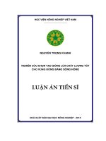 Nghiên cứu chọn tạo giống lúa chất lượng tốt cho vùng đồng bằng sông Hồng (LA tiến sĩ)