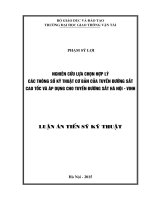 nghiên cứu lựa chọn hợp lý các thông số kỹ thuật cơ bản của tuyến đường sắt cao tốc