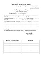 Giấy đề nghị hoàn trả học phí dành cho phụ huynh sinh viên (Trường đại học Đại Nam)
