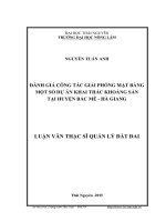 Đánh giá công tác giải phóng mặt bằng một số dự án khai thác khoáng sản tại huyện bắc mê   hà giang 