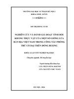 Nghiên cứu và đánh giá hoạt tính đối kháng thực vật của một số giống lúa bản địa việt nam trong công tác phòng trừ cỏ dại trên đồng ruộng 