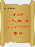 VAI TRÒ của NGUYỄN ái QUỐC TRONG CÁCH MẠNG VIỆT NAM từ 1911 – 1945